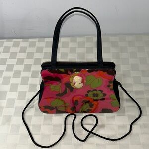 Vintage Angela Frascone Floral Cameo Crossbody Bag